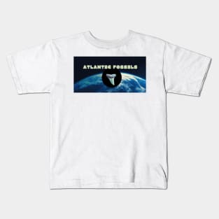 Earth's Black Hole Nautical Light Blue Atlantic Fossils Shark Tooth Print Kids T-Shirt